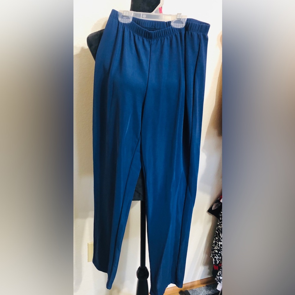 Susan Graver Navy Blue Elastic Waist Pull-On Pants
